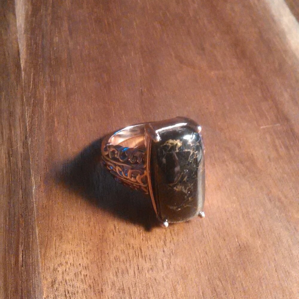Matrix Silver Shungite Copper Ring (Size 8)